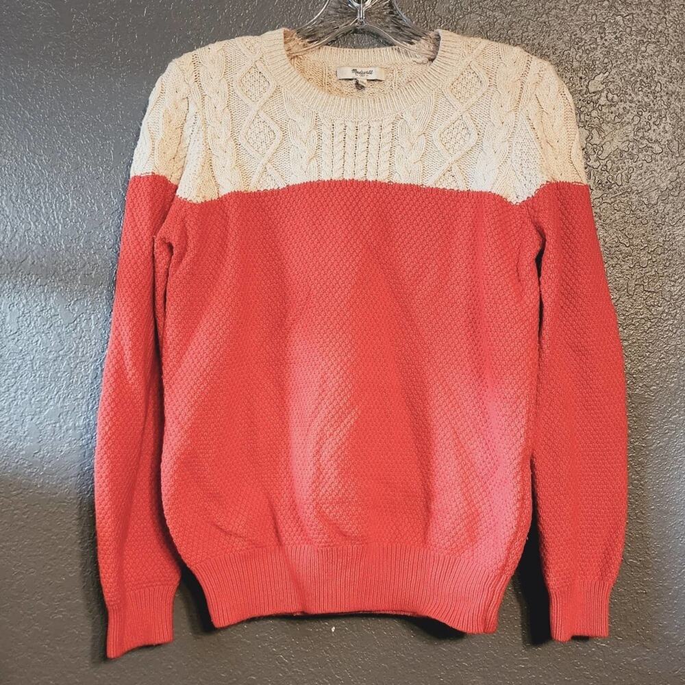 Madewell Women's Long Sleeve 2 toned Knit Rabbit Hair Blend Sweater Size Medium